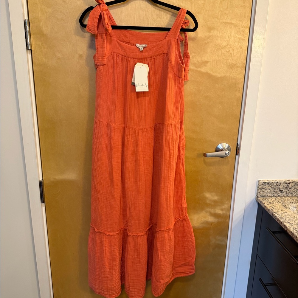 New With Tags Wonderly Vibrant Orange Maxi Dress